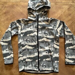 GAP Gray & White Abstract Zip-Up Hoodie – Size XXL